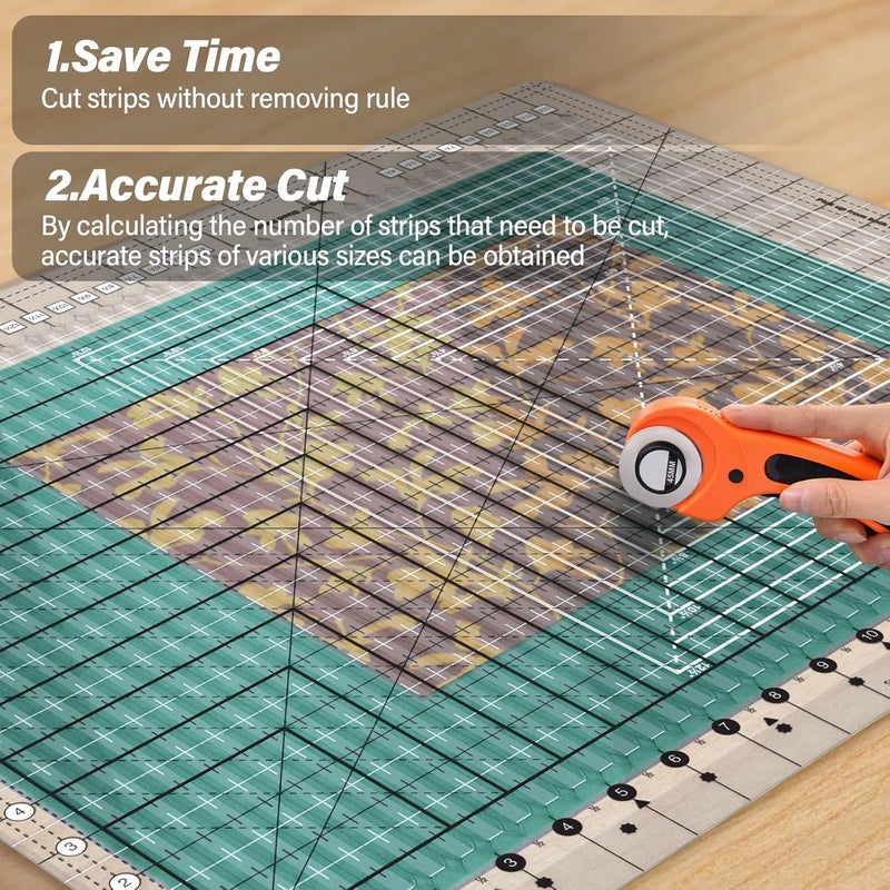 LuxLoome Quilting Ruler, 17-3/4in x 22in,Slotted Patchwork Ruler & Template,Non-Slip Grip Acrylic Fabric Strip Cutting, Sewing, Crafting - Image 2